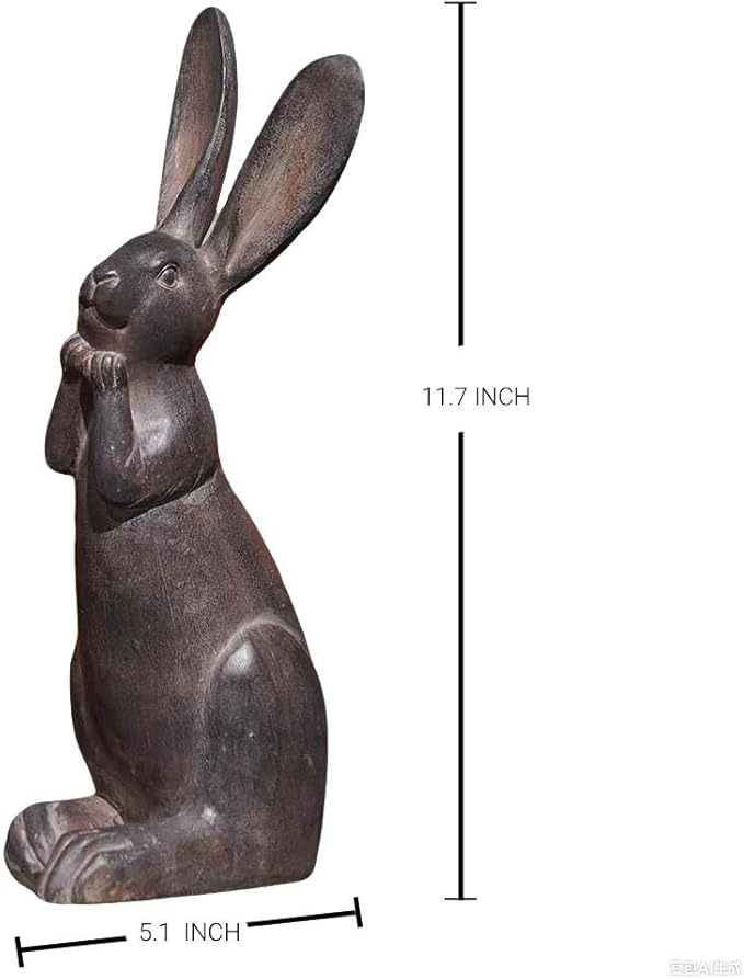 DiliComing Bunny Decor Resin Animals Statue - Garden Decorations Garden Decor for Outside Cute Cheeky Bunny Figurine Statues for Home Decor Outdoor Decor for Porch 5 × 4 × 11 Inch