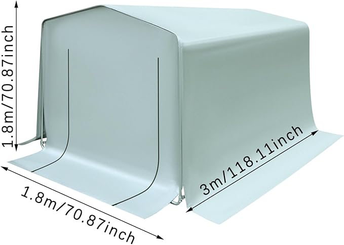 6x10x6 FT Outdoor Storage Shelter Carport, Portable Storage Tent with Roll-up Door, Waterproof Outdoor Carport for Bike, Lawn Mower, ATV Storage