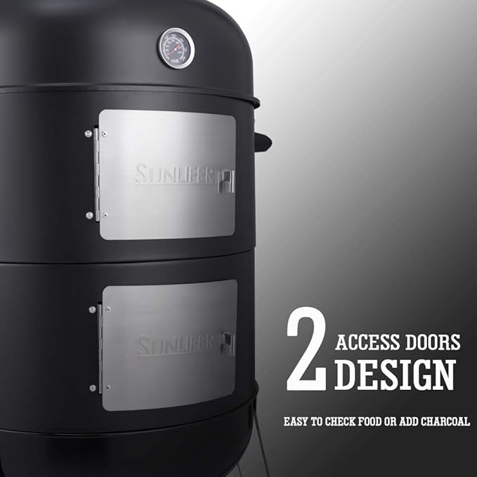 20.5 Inch Vertical Charcoal Smoker and Grill Combo, Heavy-Duty BBQ Smokers for Outdoor Cooking Camping