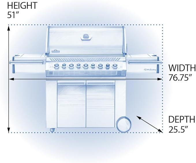 Napoleon PRO665RSIBPSS-3 Prestige PRO 665 RSIB Propane Gas Grill, sq.in. + Infrared Side and Rear Burners, Stainless Steel