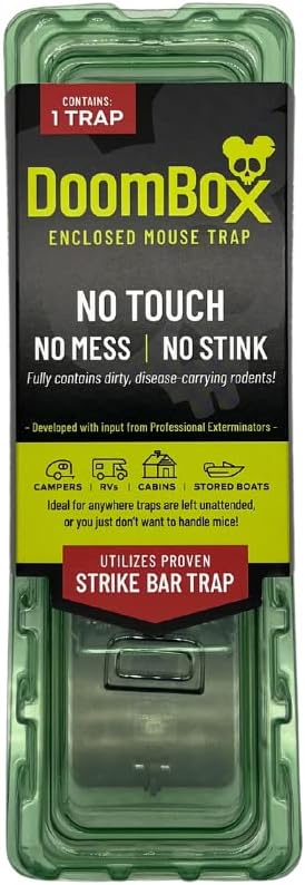 DoomBox™ Green Enclosed Mouse Trap | Keeps The Mess with The Mouse | Patented Click-It™ Closure Technology | Safe for Kids & Pets | Certified Child Resistant | Made in USA (Single Green)
