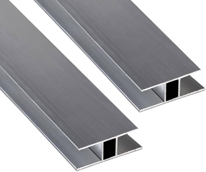 Aluminum H Connectors - Fits 4mm, 6mm, 8mm, or 10mm Twin-Wall Greenhouse Panels, Join 2 Pieces of Panels Together, 4-Foot Length, 10 Pieces (8mm Aluminum H Connectors)
