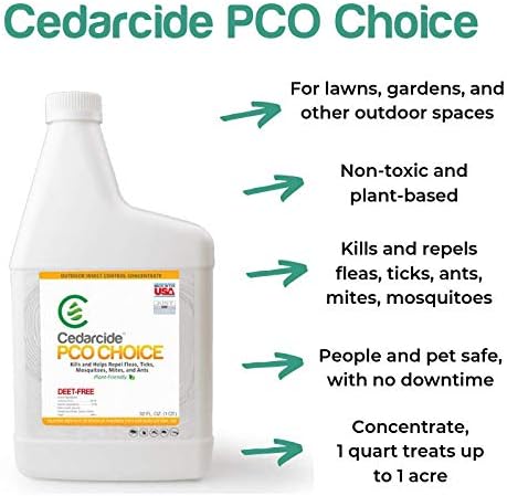 Cedarcide Outdoor Lawn and Garden Kit (Medium) Includes PCO Choice Cedar Oil Bug Killing Concentrate Quart and Insect Repelling Granules Kills and Repels Fleas, Ants, Mites, & Mosquitoes