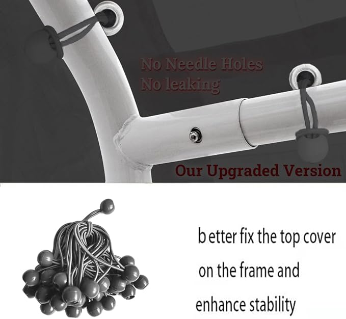 Sidewall Panel with Elastic Ball Bungees, for 10x20 FT or 12x20 FT Garage Party Tent Shelter - Gray, One Sidewall Panel Only