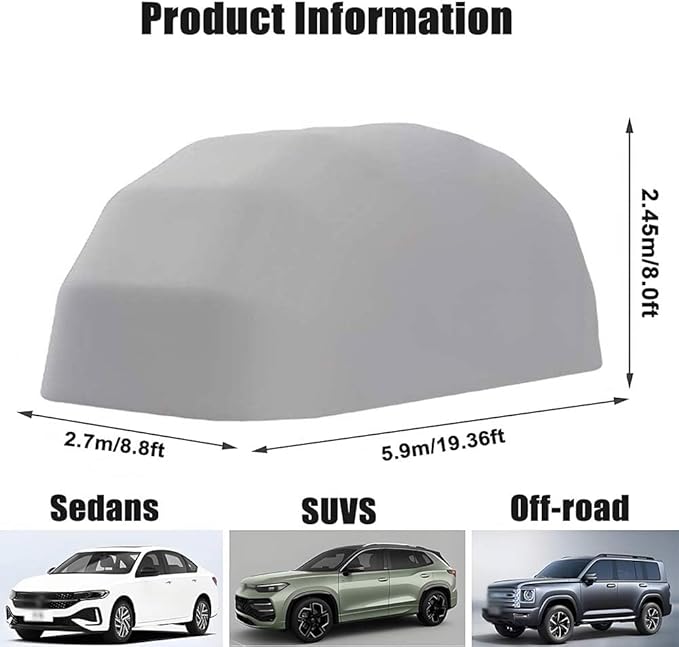 Heavy Duty Stainless Steel Carport, Retractable Car Awning, Semi-Automatic Mobile Folding Garage for Outdoor,Lockable,Durable Shelter,Grey (L5.9 * W2.7 * H2.45m)