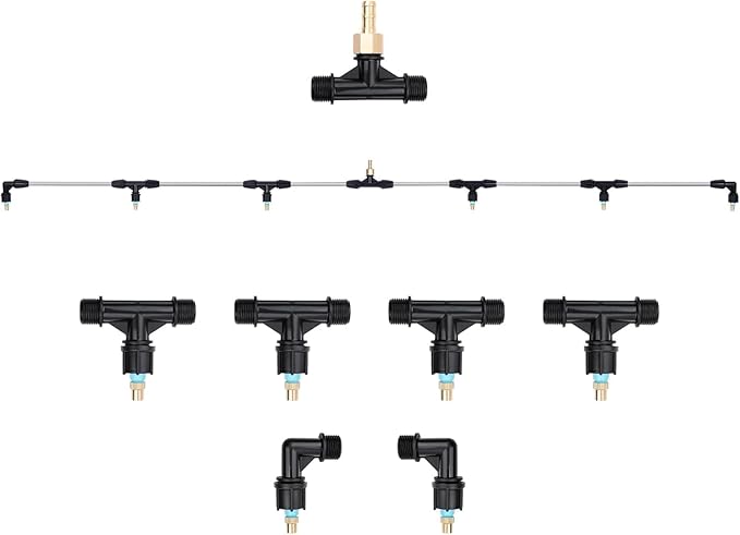 Metal 6-Nozzle Poly Boom Wand with 3/8" Brass Fitting, 7.5 Ft. ATV sprayer Boom, Wide-Coverage Agricultural & Lawn Spray Attachment for Tractors/UTVs (Metal Wand)