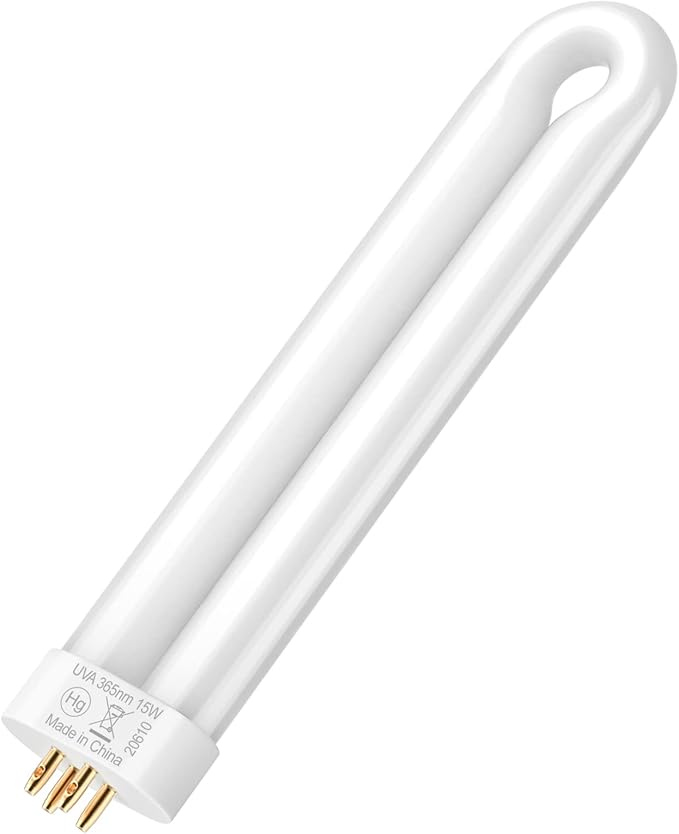 GOOTOP Replacement Bulb for Zap T6 Pro, K15, T9,X3 Bug Zapper, 15W, 4-Pin Base, U-Tube Bulb Twin Tube Bulb