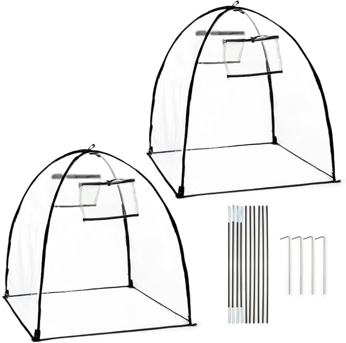 Plant Covers Freeze Protection, Clear Outdoor Garden Frost Cover, Plant Protectors from Animals, Garden cloches for Plants, Potted Fruit min Greenhouse(Transparent,2-Pack)