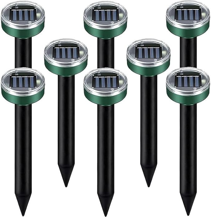 Ultrasonic Mole Repellent Solar Powered Gopher Repellent, Vole Repellent Mole Repellent for Lawn Garden Yard Waterproof Get Rid of Moles Voles Gophers Rats Rodents (8)