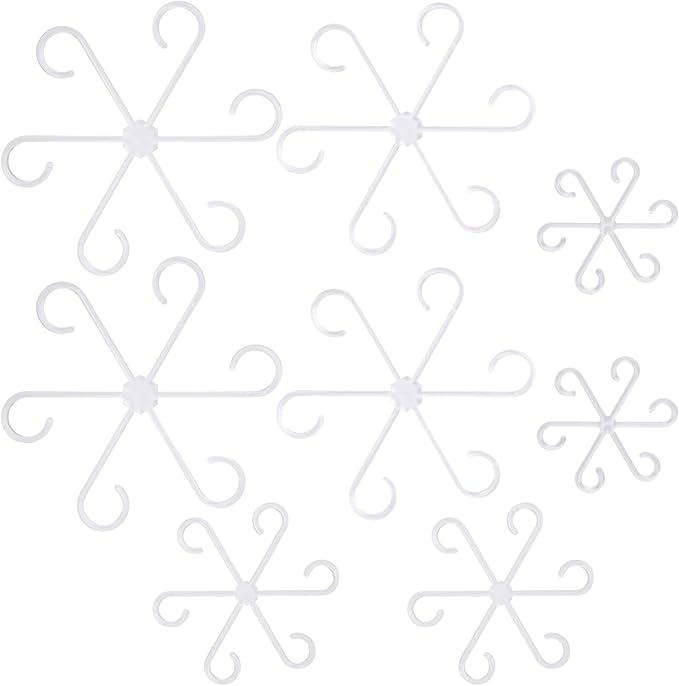 8PCS Plant Stem Support, 4 Sizes Climbing Houseplant Stem Holders, Plastic Reusable Flower Trellis Stem Hook Plant Care Growth Accessories for Flower Plants Indoor Outdoor - Clear