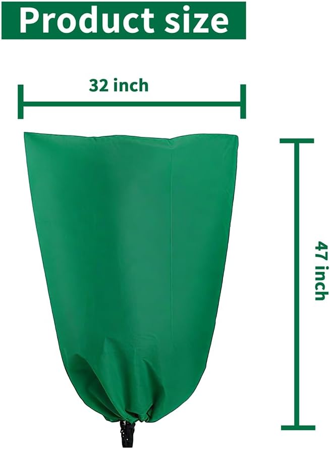 2PC Winter Plant Covers Freeze Protection Kit - 32x47 Reusable Frost Blankets with Adjustable Drawstring for Outdoor Samll Bushes Potted Plants Tree