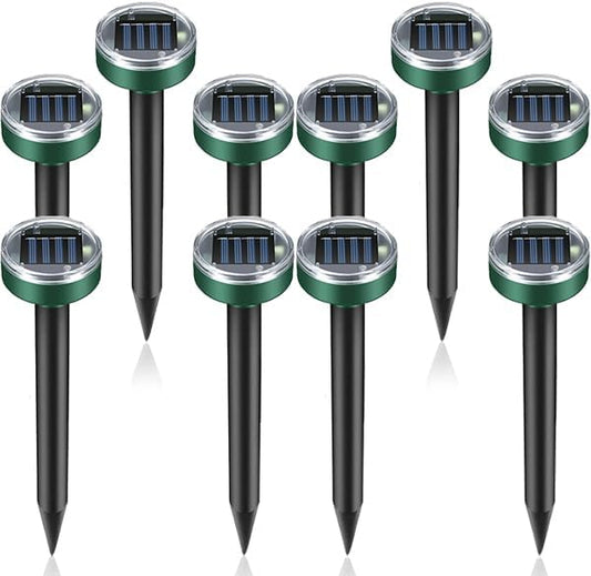 Mole Repellent,10 Pack Solar Powered Ultrasonic Gopher Vole Repellent for Outdoor lawns Garden & Yard,IP 44 Waterproof Sonic Spikes Pest Repellent Mole Killer,Moles Remover,Pet Safe