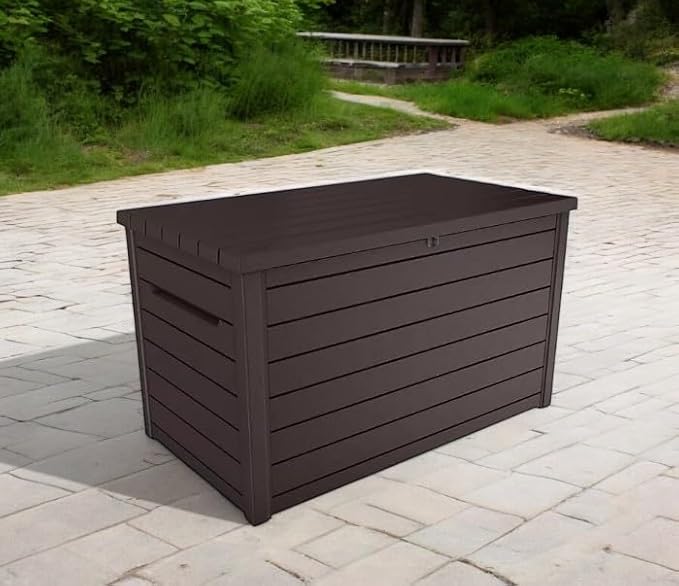230-Gallon XXL Deck Storage Box Outdoor Patio Container (Brown)