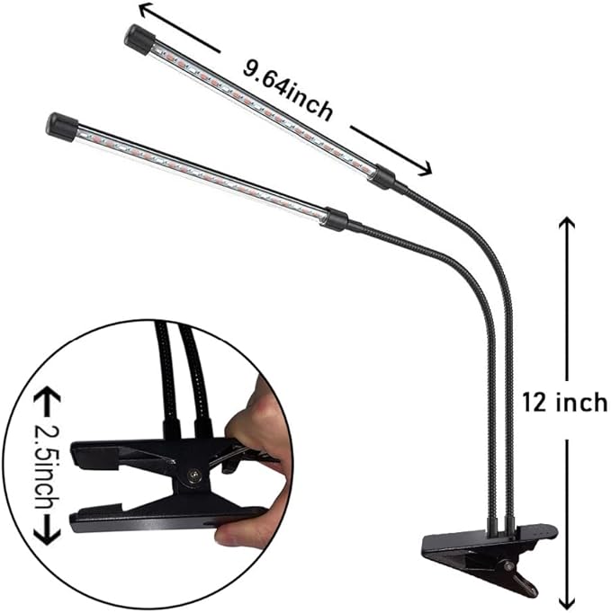LED Plant Grow Lights for Indoor Plants 40 LED Full Spectrum Dual Head Plant Lights, 3 Switch Modes, 3,9,12H Timer, 9 Dimmable Brightness Growth Lamp for Indoor Succulent, Vegetables