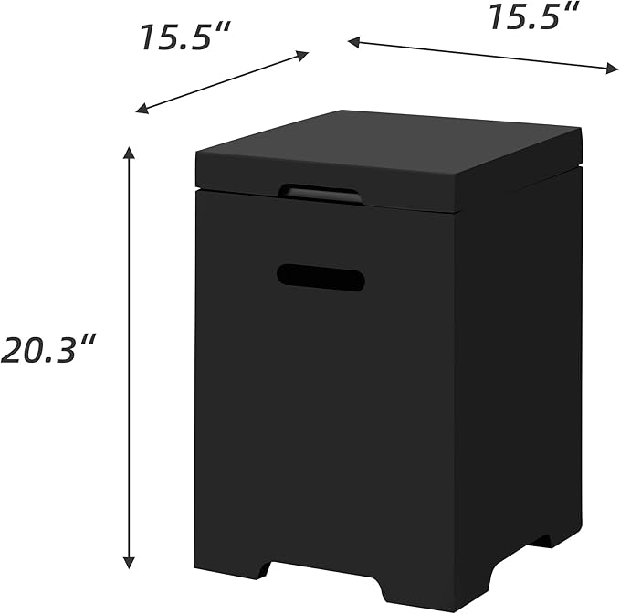 ECOTOUGE Propane Tank Cover Table, 15.5inch for Fire Table,Outdoor Cylinder Hideaway Table for Gas Fire Pit and Gas Griddle,Outdoor Side Table for Fire Pit, Black