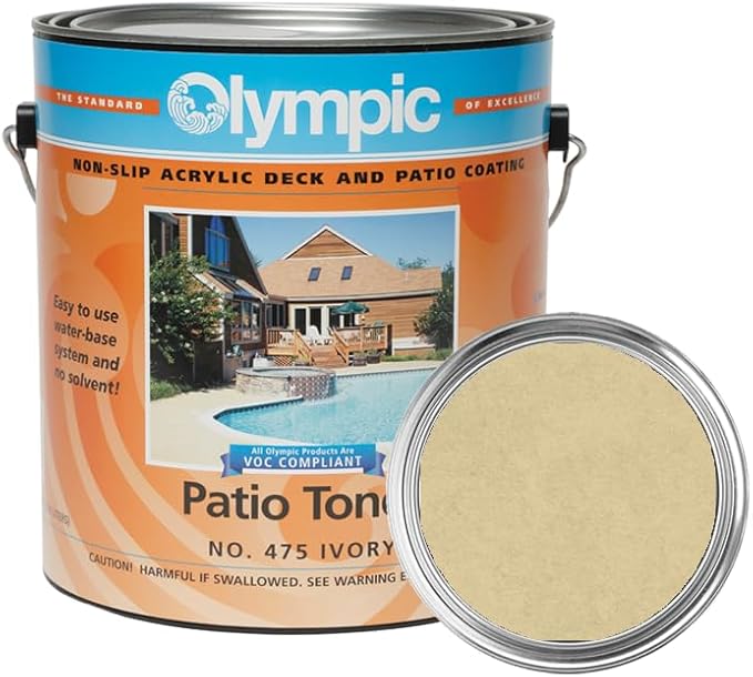 Olympic Patio Tones - Ivory - 1 Gallon - Non-slip acrylic deck and patio coating, concrete restorer.