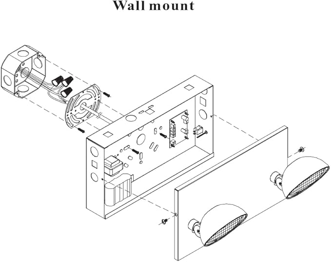 TANLUX New York City Approved Emergency Light, Emergency Lights with Battery Backup, White Steel Housing, AC 120/277V, Two Heads On Front Shell