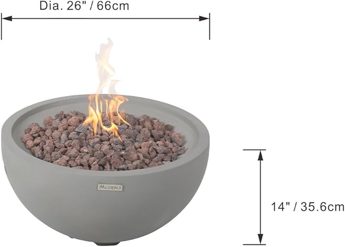 Nantucket Concrete Fire Pit 26" x 26" Patio Firepit Includes Lava Rocks Modern Fire Pits & Outdoor Fireplaces for Garden, Deck, Indoor & Outdoor Heating