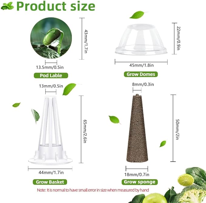 101pcs Hydroponic Pods Kit - Grow Anything Seed Pods with 30 Grow Sponges, 30 Labels, 15 Grow Baskets & Domes 10 Plant Tags and 1 tweezer | Fits Most Indoor Gardening Planting Systems