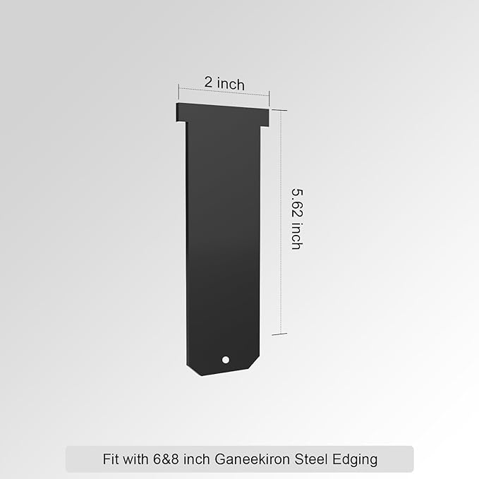 12 Pack Straight Clips 5.62 in Tall for 6 & 8 inch Ganeekiron Galvanized Steel Edging, Black