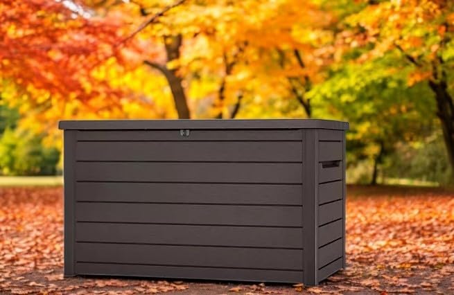 230-Gallon XXL Deck Storage Box Outdoor Patio Container (Brown)