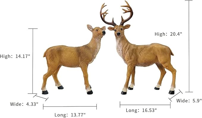 JHVYF Adorable Resin Deer Statue Decor for Garden Yard Buck & Doe Lying Outdoor Sculptures for Home Decor 319-322