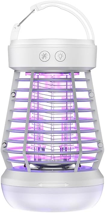 Portable Bug Zapper Indoor Outdoor, 2025 Upgraded Mosquito Zapper 3-in-1 Rechargeable Mosquito Killer & Camping Lamp,Suitable for Patio, Home, Backyard, Yard, Garden, Campsite (White)