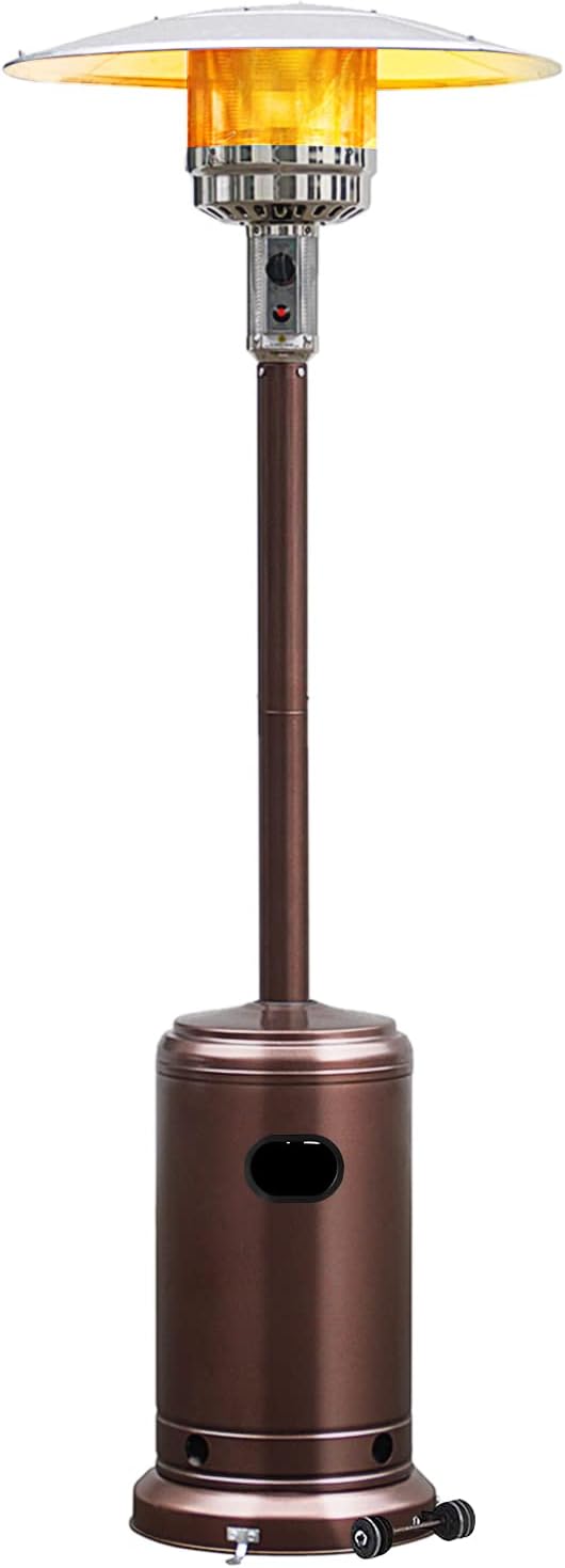 Giantex Patio Heaters for Outdoor Use, 50,000 BTU Propane Outdoor Heaters with Wheels, Outdoor Heat Lamp with Trip-Over Protection & CSA Certified for Commercial and Household (Bronze)
