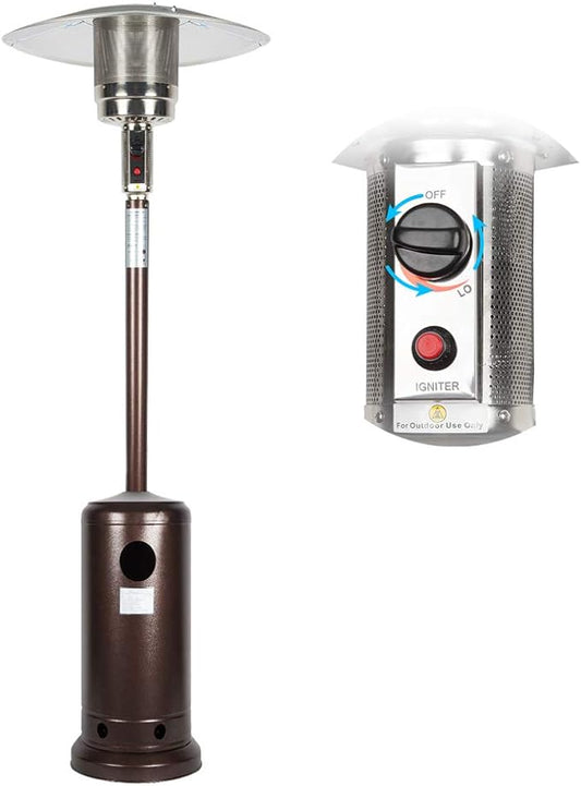 Outdoor Mushroom Heater Patio Propane 48,000 BTU for Outdoor Heating Deck Heater with Umbrella Dome and Wheeled Floor-standing Rust Free for Patio Porch and Backyards