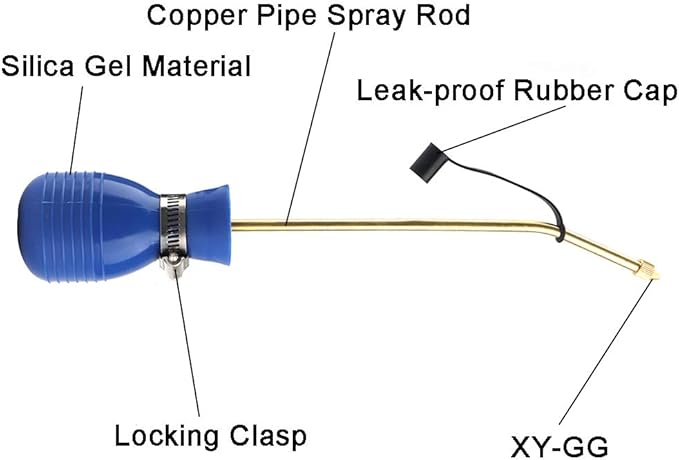 Bug Treatment Powder Duster/Large Diatomaceous Earth Bulb Duster/Powder Applicator/Garden Applicator/Bulb with Long Copper Tube for Indoor and Outdoor Insect Treatment Blue