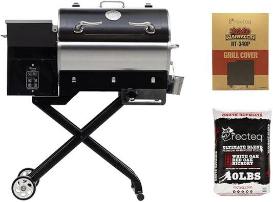 recteq Pellet Grill - Road Warrior 340 + Grilling Basics Bundle, Portable Electric Pellet Smoker Grill, BBQ, Wood Pellets, Sear, Smoke, and More