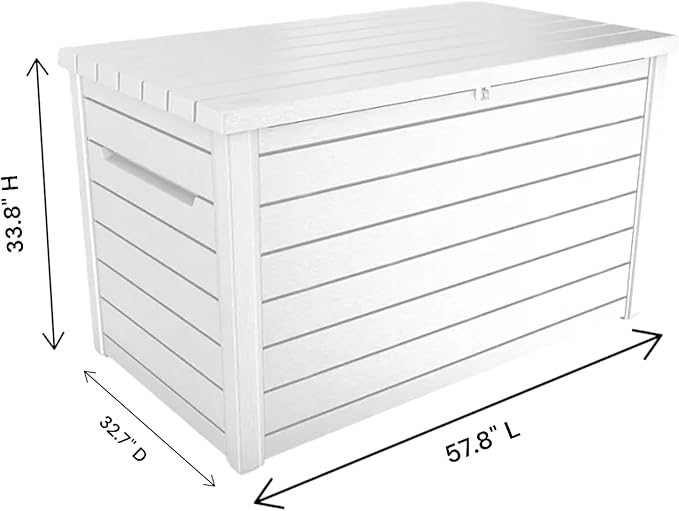 230-Gallon XXL Weather Resistant Resin Deck Storage Container Box, Outdoor Patio Garden Furniture (White)