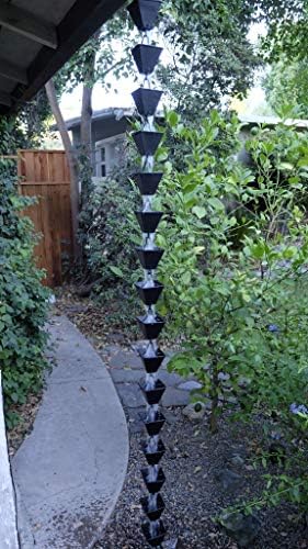 Nutshell Stores Medium Square Cups Rain Chain - Black - 11 Feet