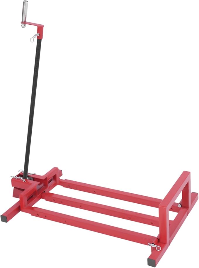 Lawn Mower Jack Lift,Upgraded Lawn Tractor Lift with 880lb Weight Capacity, Retractable Riding Mower Lift for Garden Tractors and Lawn Mowers Installation is Simple (Red+ Black)