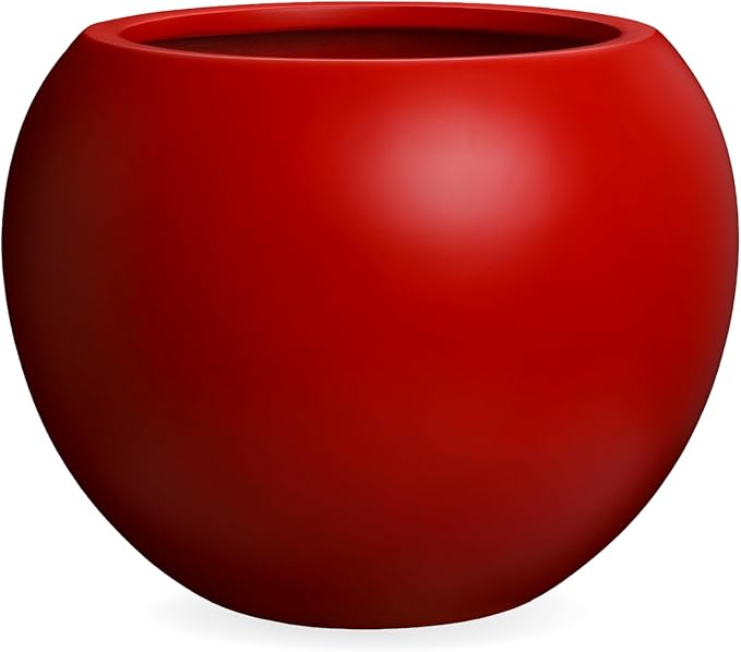 Globo Large Fiberstone Plant Pot, Large Planters for Indoor Plants, Outdoor Planters for Porch (Red, 20" D x 16" H)