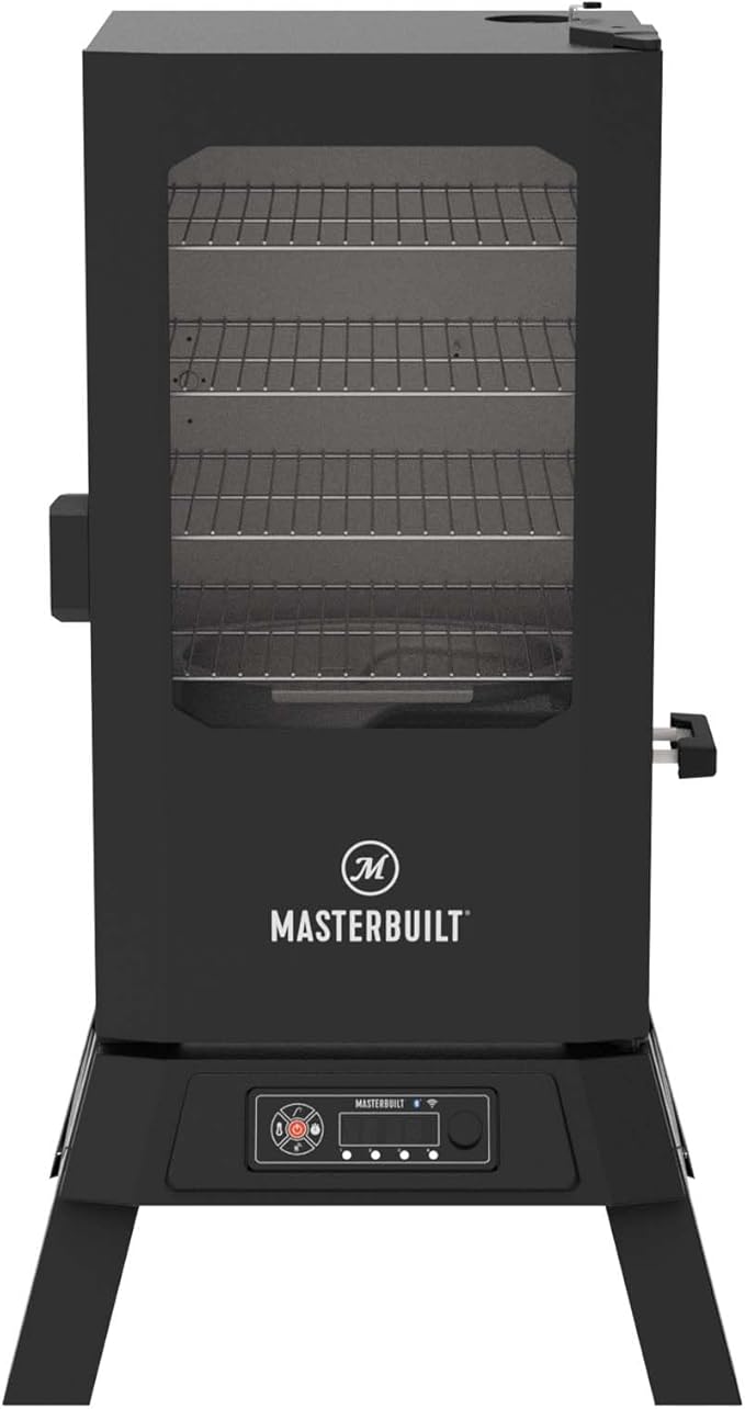 Masterbuilt®710 WiFi Digital Smoker, Vertical Design, 711 Cooking Sq. Inches, 4 Chrome Coated Smoking Racks, Wood Chip Loader, Electric Fuel Source to Plug in and Start Cooking, Black Model MB20070924
