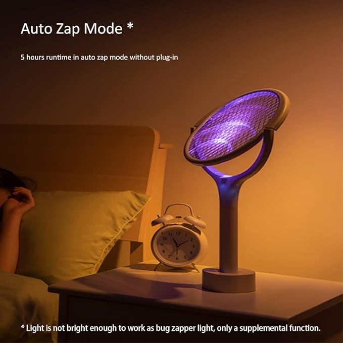 Electric Bug Zapper Racket Mosquito Fly Gnat Wasp Killer USB Type-C Rechargeable Electric Fly Swatter Racket Fly Mosquito Zapper Indoor Rotating Head (1 - Pack)