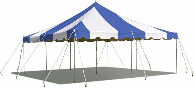 Party Tents Direct 20'x20' Weekender Standard Canopy Pole Tent - Easy Up Canopy Tent with 80 Person Capacity - Outdoor Canopies for Parties, Weddings, & Events (Blue/White Top)