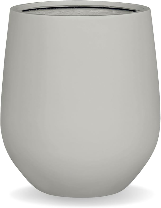 16.5" H x 15" D Corso Fiberstone Round Tapered Planter with Drainage Hole, Smooth Finishes, Weather Resistant for Indoor and Outdoor Use (Light French Gray, 11.5" Pot Opening)