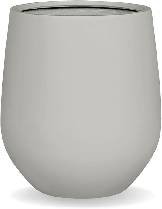 21" H x 19" D Corso Fiberstone Round Tapered Planter with Drainage Hole, Smooth Finishes, Weather Resistant for Indoor and Outdoor Use (Light French Gray, 15" Pot Opening)