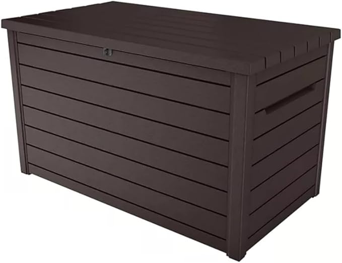Outdoor Storage Box with Lockable Lid - Weather-Resistant and Stylish (Brown, 230-Gallon)