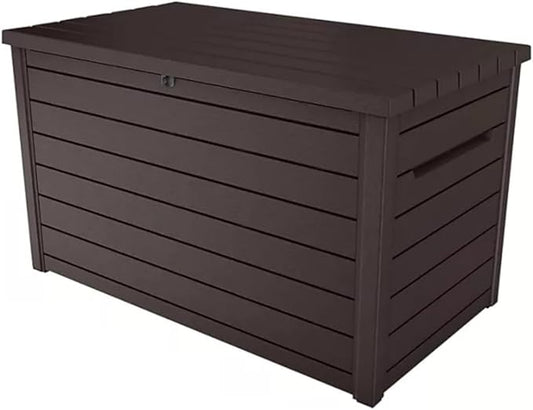 Outdoor Storage Box with Lockable Lid - Weather-Resistant and Stylish (Brown, 230-Gallon)