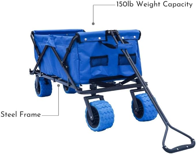 Impact Canopy Folding Collapsible Utility Wagon with All-Terrain Wheels, Royal Blue