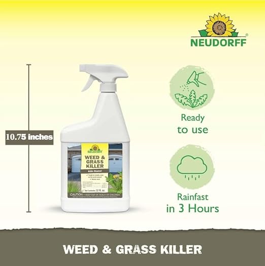 Weed and Grass Killer, See Results in 1 Hour: Kills Weeds – Roots and All, Fast Acting Brush and Vine Killer with Non-staining Formula; Rainfast in 3 Hours Ready-to-Use Spray (32 oz).