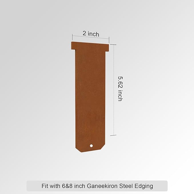 12 Pack Straight Clips 5.62 inch Tall for 6 & 8 inch Ganeekiron Cor Ten Steel Edging, Rustic