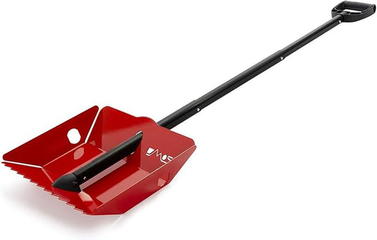 DMOS Stealth Shovel - Lightweight, Heavy-Duty Aluminum Sand & Snow Shovel with Extendable & Collapsible Handle for Camping, Overlanding, Survival, & Off-Road Use - Red/Black - X-Large