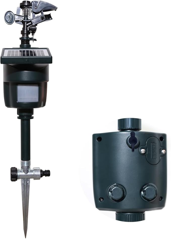 Solar Motion Activated Sprinkler with Day & Night Detection Modes Repellent Detector for Garden Outdoor Waterproof