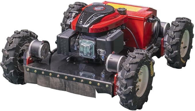 Remote Mower, Remote Control Lawn, Small Crawler Oil-Electric Hybrid Four-Wheel Drive Lawn Mowing and Weed Whacker, All Terrain Grass Cutter Yard Mower, 30° Climbing