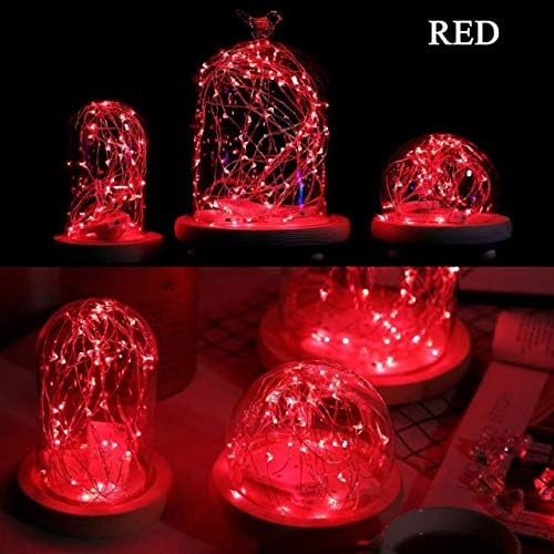 VOOKRY 8 Pack 30 LED Fairy Lights Battery Operated String Lights - 10 ft Red Mini Copper Wire Firefly Starry Moon Lights Waterproof for DIY Crafts Wedding Party Table Centerpieces Bedroom Halloween