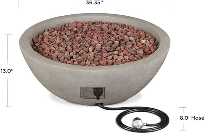 Real Flame Riverside Propane or Natural Gas Fire Pit - 15" Round Stainless Steel Burners, Natural Gas Conversion Kit Included - 50,000 BTUs of Heat, Battery Operated - Push Button Ignition